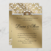 Invitation Mariage Inviter Damask Floral Gold Crown (Devant / Derrière)