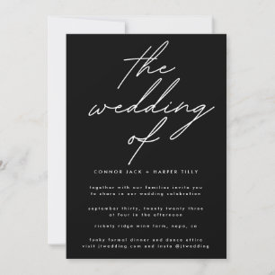 Invitation Mariage Inviter Détail QR Code NOIR Moderne