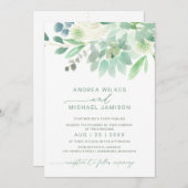 Invitation Mariage Inviter Floral Succulent Aquarelle Vert (Devant / Derrière)