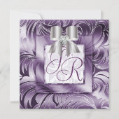 Invitation Mariage Inviter la boue d'argent florale pourpre f (Devant)