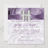 Invitation Mariage Inviter la boue d'argent florale pourpre f (Dos)