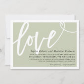 Invitation MARIAGE INVITER la brosse d'amour lettré sauge ver (Devant)