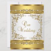 Invitation Mariage Inviter Métallic Or Diamant Blanc (Devant)