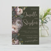 Invitation Mariage Inviter Modèle Sombre Et Moody, Floral (Debout devant)