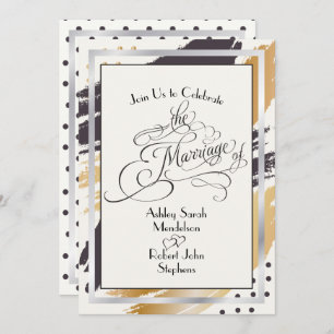 Invitation Mariage Inviter Peinture moderne Strokes et Typogr