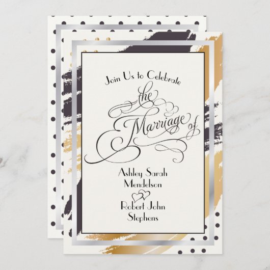 Invitation Mariage Inviter Peinture moderne Strokes et Typogr (Devant / Derrière)