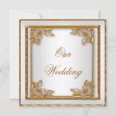 Invitation Mariage Inviter Vieux Or Blanc Art Déco (Devant)