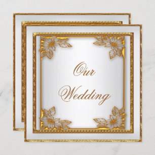 Invitation Mariage Inviter Vieux Or Blanc Art Déco