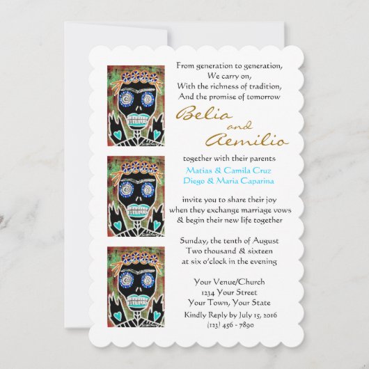 Invitation Mariage Inviter Voodoo Queen Sugar Skull Angel (Devant)
