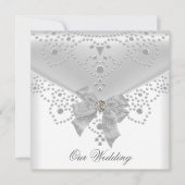 Invitation Mariage Inviter White Argent Overlay Bijou de la m (Devant)