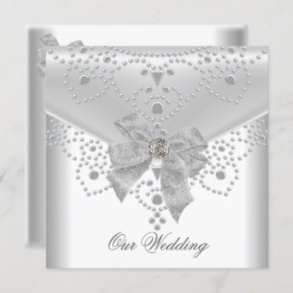 Invitation Mariage Inviter White Argent Overlay Bijou de la m