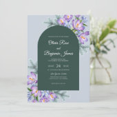 Invitation Mariage Iris Améthyste Émeraude Eucalyptus (Debout devant)