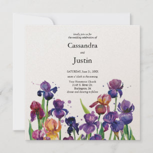 Invitation Mariage Iris aquarelle