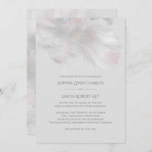 Invitation Mariage Iris aquarelle (Devant / Derrière)