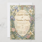 Invitation Mariage Iris Art Nouveau Éthéré (Devant)
