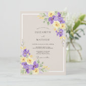 Invitation Mariage Iris Eucalyptus Jaune Taupe (Debout devant)