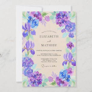 Invitation Mariage Iris Eucalyptus Pervenche Violet