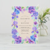 Invitation Mariage Iris Eucalyptus Pervenche Violet (Debout devant)