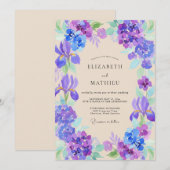 Invitation Mariage Iris Eucalyptus Pervenche Violet (Devant / Derrière)