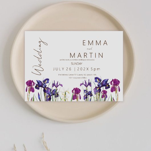 Invitation Mariage Iris Moderne Élégant Mariage Fleur