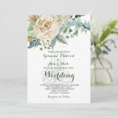 Invitation Mariage islamique Bismillah Élégant Rose floral (Debout devant)