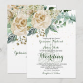 Invitation Mariage islamique Bismillah Élégant Rose floral (Devant / Derrière)