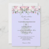 Invitation Mariage islamique Bismillah violet Floral élégant (Devant)