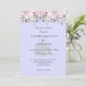 Invitation Mariage islamique Bismillah violet Floral élégant (Debout devant)