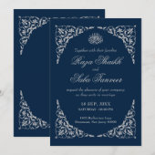 Invitation Mariage islamique bleu minuit (Devant / Derrière)
