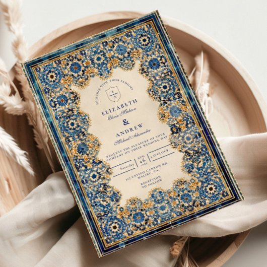 Invitation Mariage islamique bleu royal