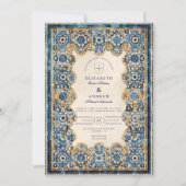 Invitation Mariage islamique bleu royal (Devant)