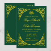 Invitation Mariage Islamique Élégant Émeraude Profonde (Devant / Derrière)
