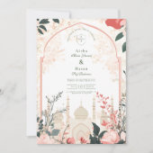 Invitation Mariage islamique floral traditionnel élégant (Devant)