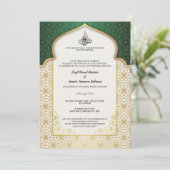 Invitation Mariage islamique intemporel - Emerald & Gold (Debout devant)