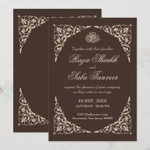 Invitation Mariage islamique marron espresso