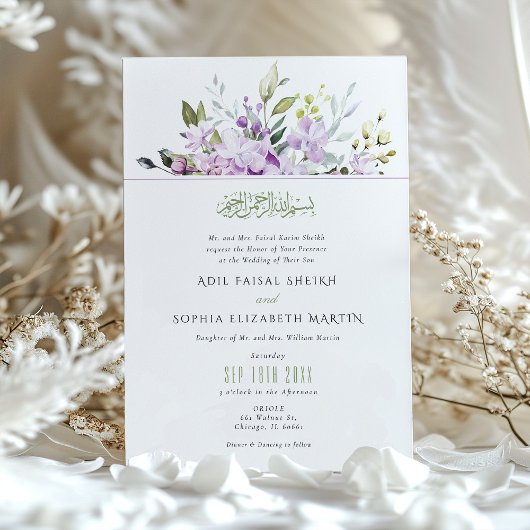 Invitation Mariage islamique musulman Lilac
