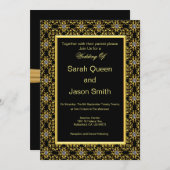 Invitation Mariage islamique noir et or (Devant / Derrière)