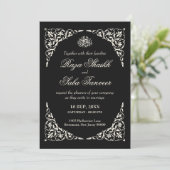 Invitation Mariage Islamique Noir Onyx (Debout devant)