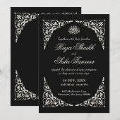 Invitation Mariage Islamique Noir Onyx (Devant / Derrière)