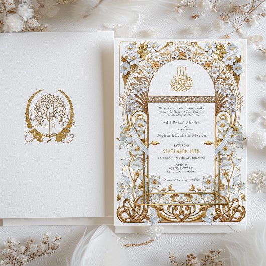 Invitation Mariage islamique opulent d'inspiration Art nouvea