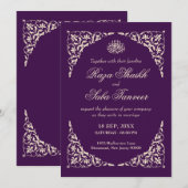 Invitation Mariage islamique Royal Plum (Devant / Derrière)