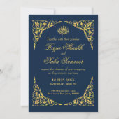 Invitation Mariage islamique Saphir Navy (Devant)