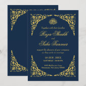 Invitation Mariage islamique Saphir Navy (Devant / Derrière)