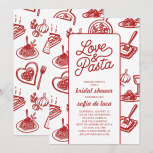 Invitation Mariage Italien Amour et Pâtes Shower de Fiançaill