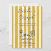 Invitation Mariage Italien Bleu Jaune Code QR Manuscrit (Devant)
