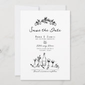 Invitation mariage italien fantaisiste dessiné à la main (Devant)