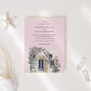 Invitation Mariage italien méditerranéen aquarelle pastel