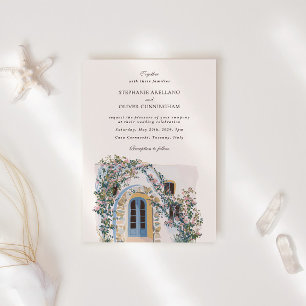 Invitation Mariage italien méditerranéen aquarelle pastel