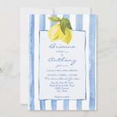 Invitation Mariage italien rayures bleues à main levée (Devant)