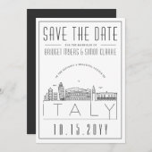Invitation Mariage italien | Skyline stylisée Enregistrer la  (Devant / Derrière)